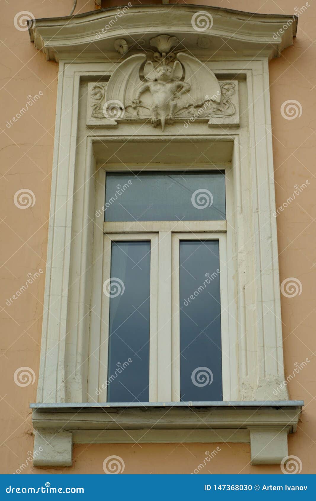 art nouveau decoration of the facade of the house with bats