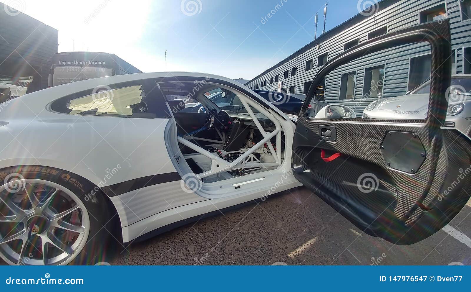 Moscow Russia May 05 2019 White Porsche 911 Gt3 Rs Cup