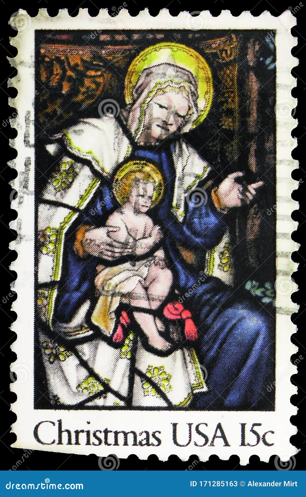 Vintage Christmas Madonna and Child Postage Stamps
