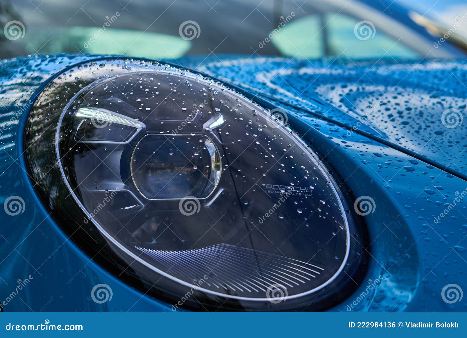 Moscow, Russia 07-02-02019 Porsche 911 Carrera 4S & X28;Miami Blue& X29;  992 Sports Car Headlight Close-up. Details of a Sports Editorial Photo -  Image of auto, style: 222984136
