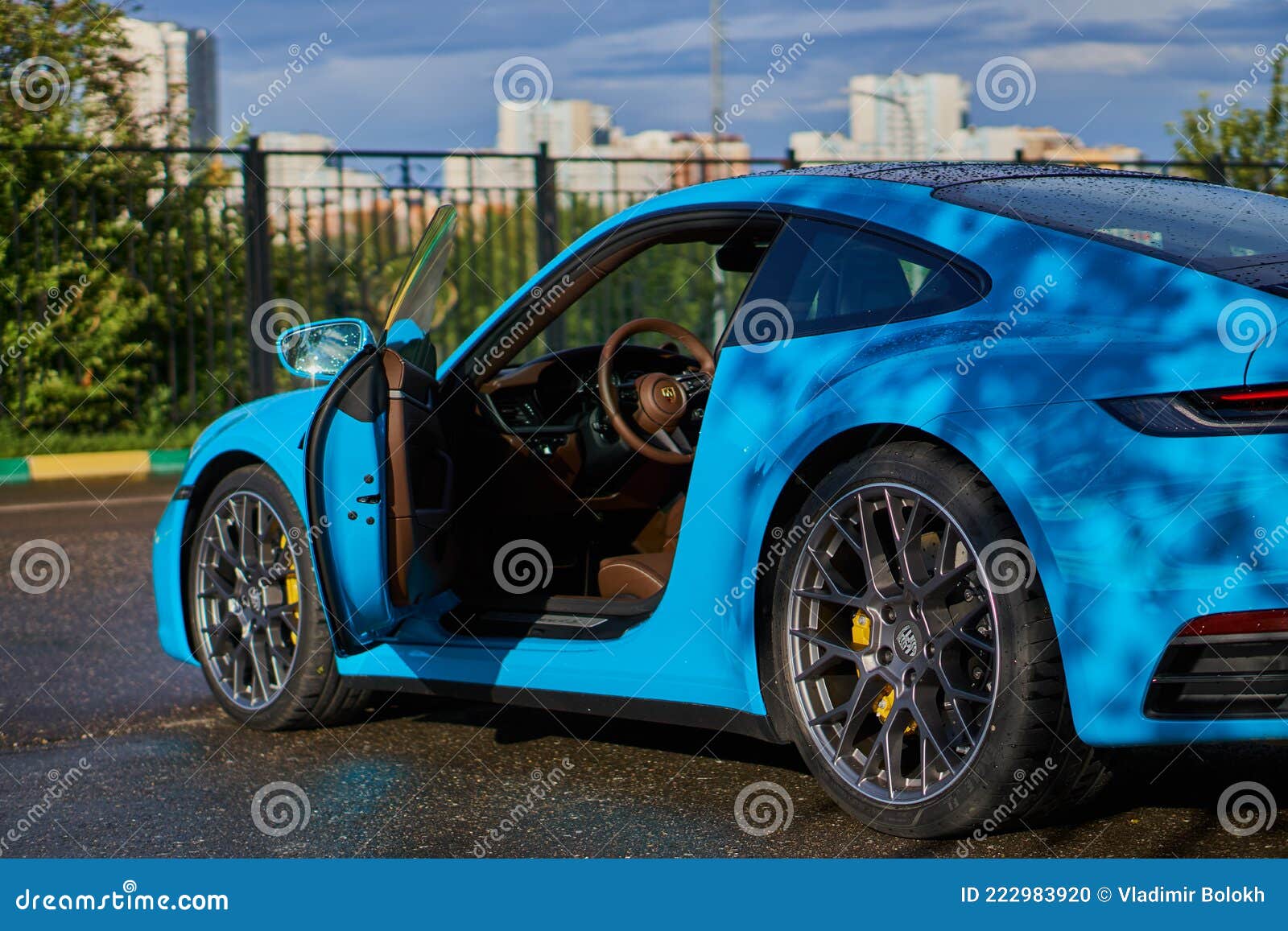 Moscow, Russia 07-02-02019 Porsche 911 Carrera 4S & X28;Miami Blue& X29;  992 Sports the Front Door of the Car is Open and the Editorial Image -  Image of modern, speed: 222983920
