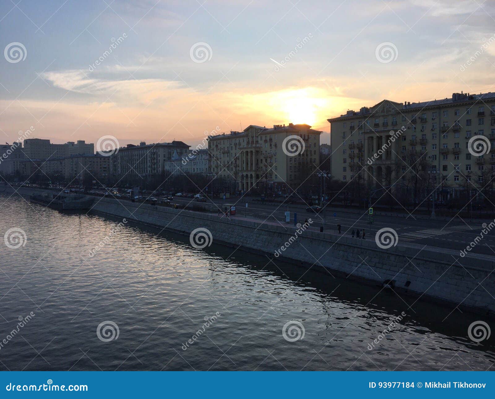 Moscow sunset stock photo. Image of river, building, sunset 93977184