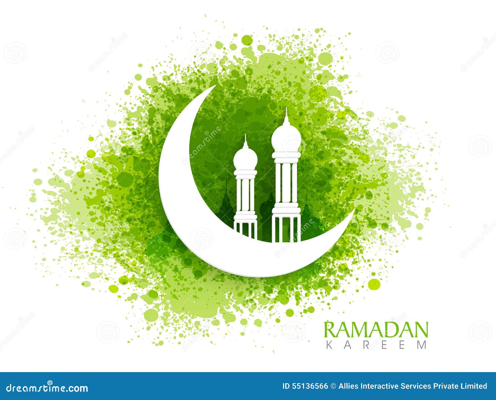 Mosque with Crescent Moon for Ramadan Kareem. Stock Illustration -  Illustration of adha, invitation: 55136566