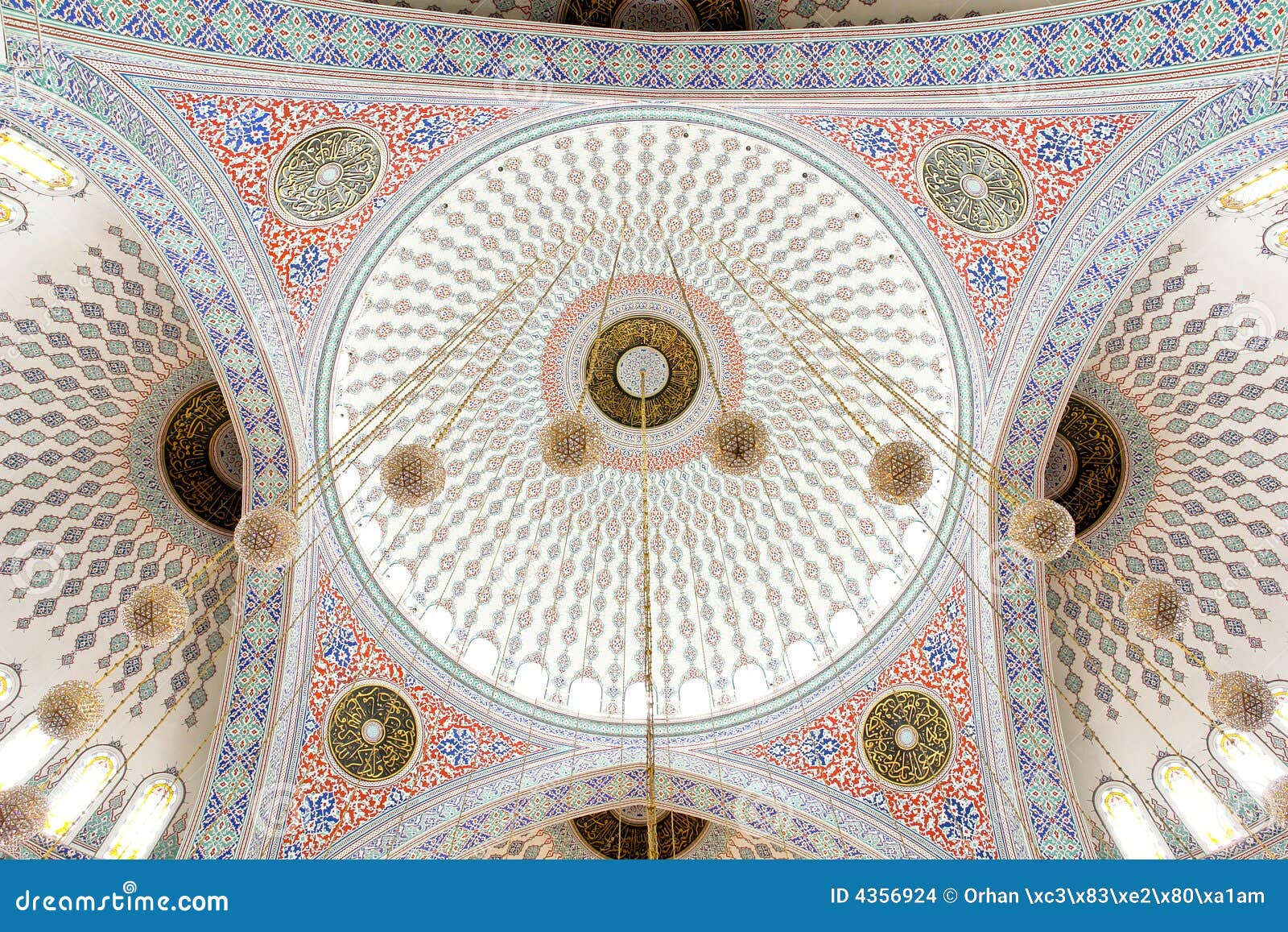 Mosque domes inside view stock photo. Image of artwork 4356924