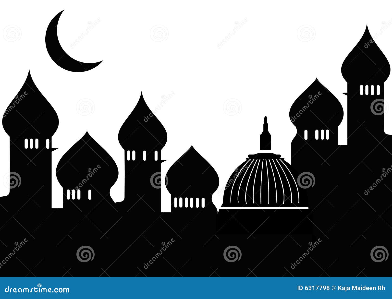 Mosque With Moon Royalty Free Stock Photos - Image: 6317798