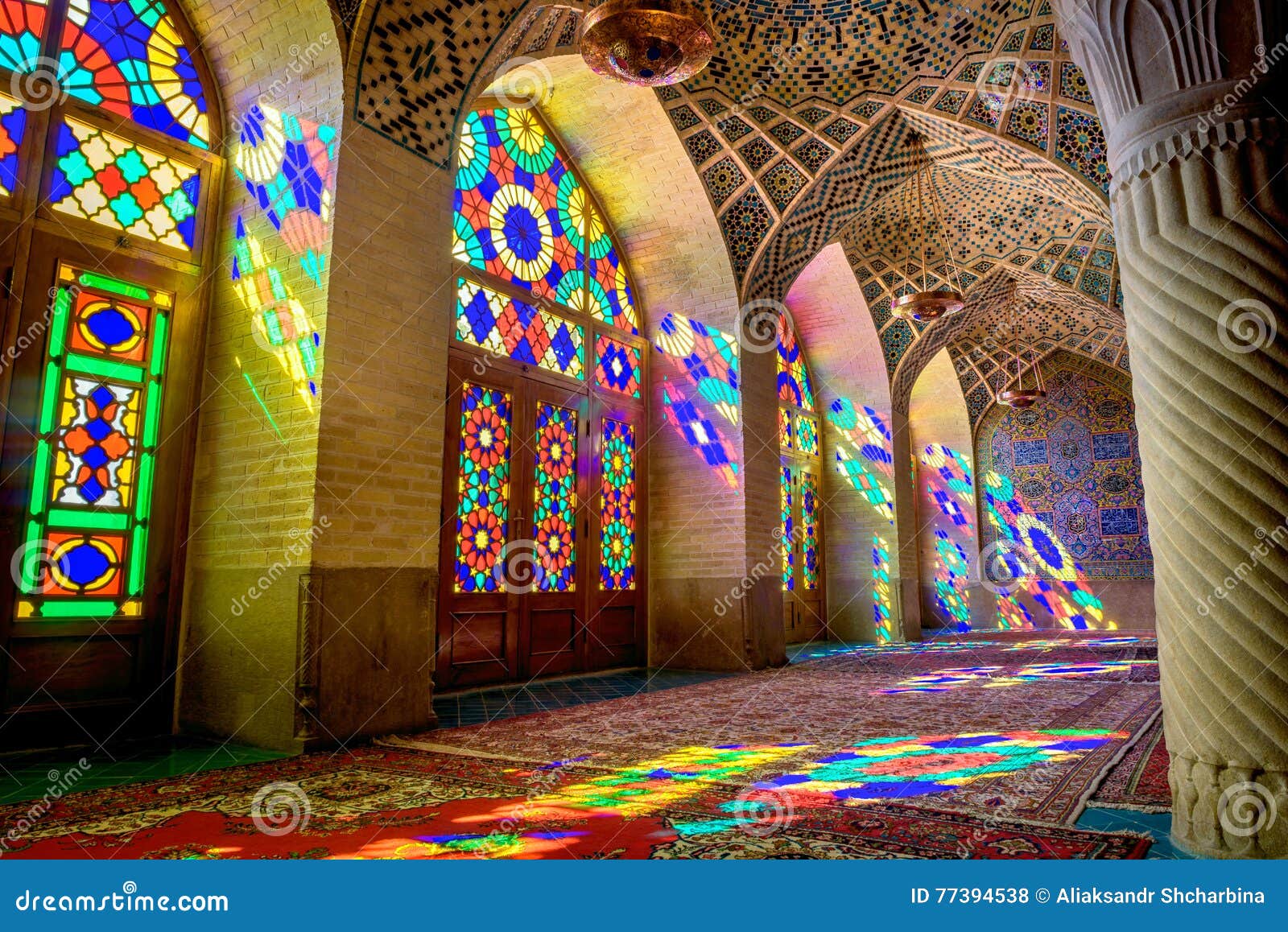 Mosque Nasir AlMulk Mosque, Iran Stock Photo Image of architecture