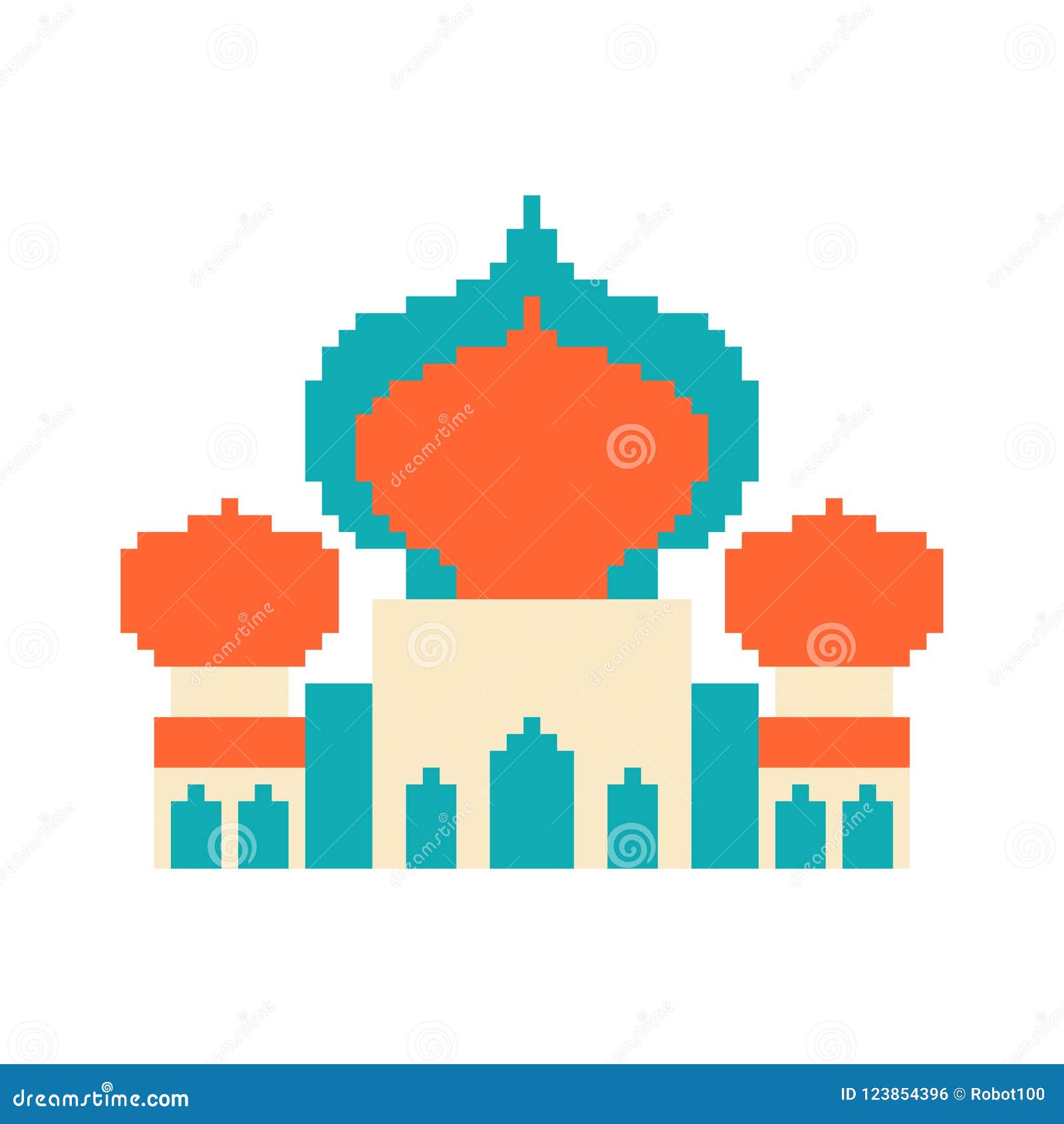 Mosque Pixel  Art  Islamic Religious Temple 8 Bit Vector 