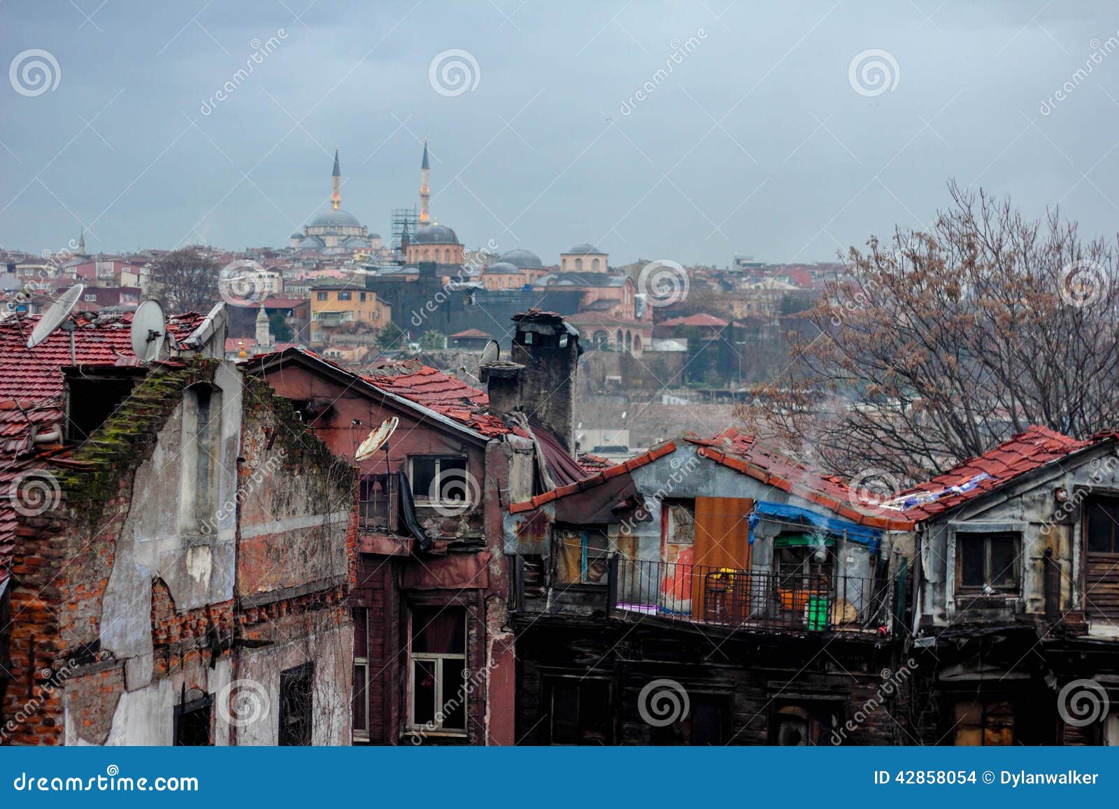 mosque and slums of istanbul, turkey