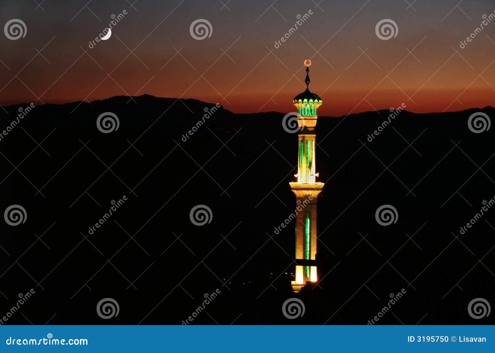 mosque in syrian nightscape