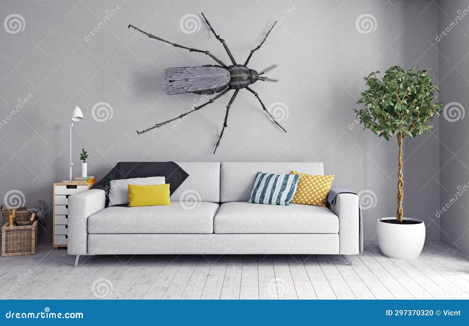 The Mosquito on the Wall in the Room Stock Illustration Illustration