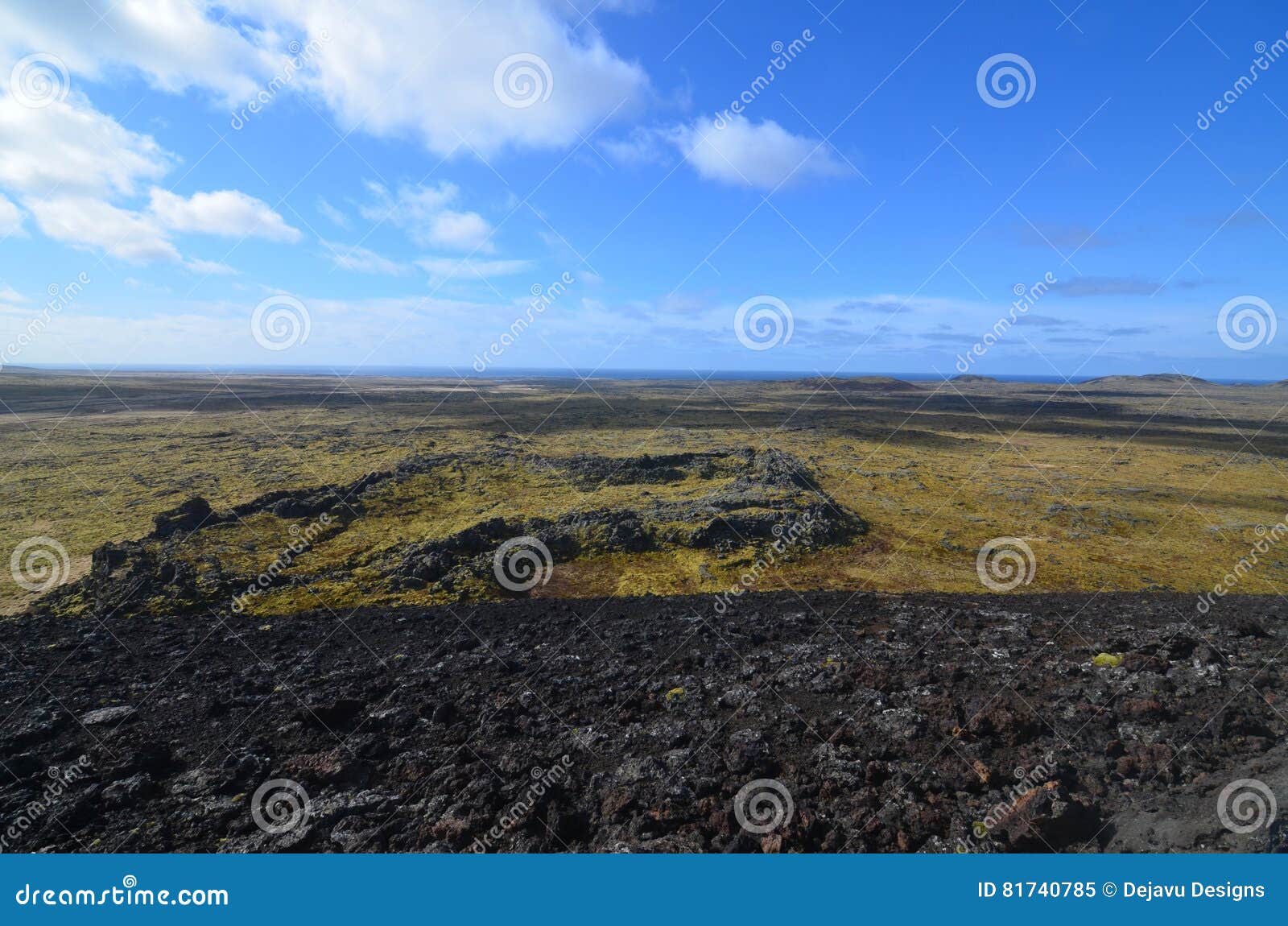 moss covered lava field surrounding eldborg crater