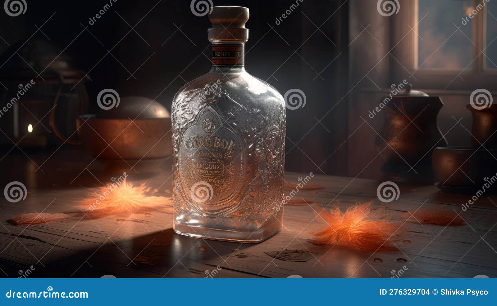 Most Delicious Tequila Bottle Generative AI Stock Illustration