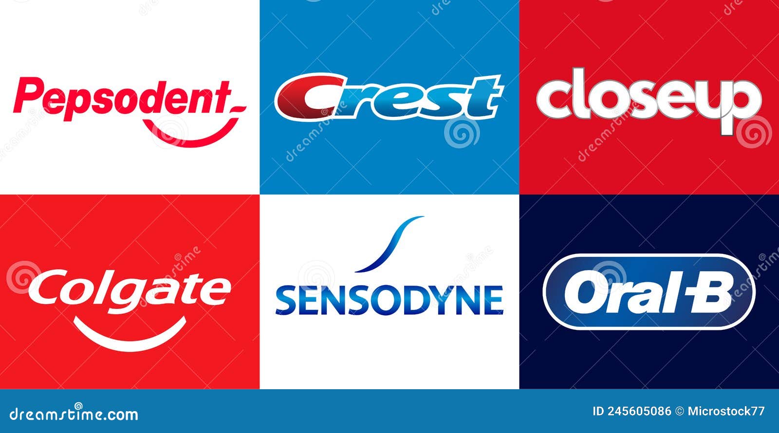 Most Famous Logo Brands Toothpaste Produce, Vector Editorial Illustration Editorial Photo
