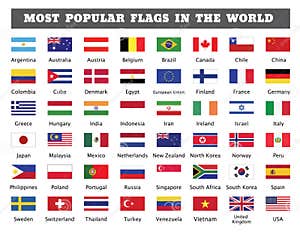 Most Popular Flags In The World Vector Illustration CartoonDealer 