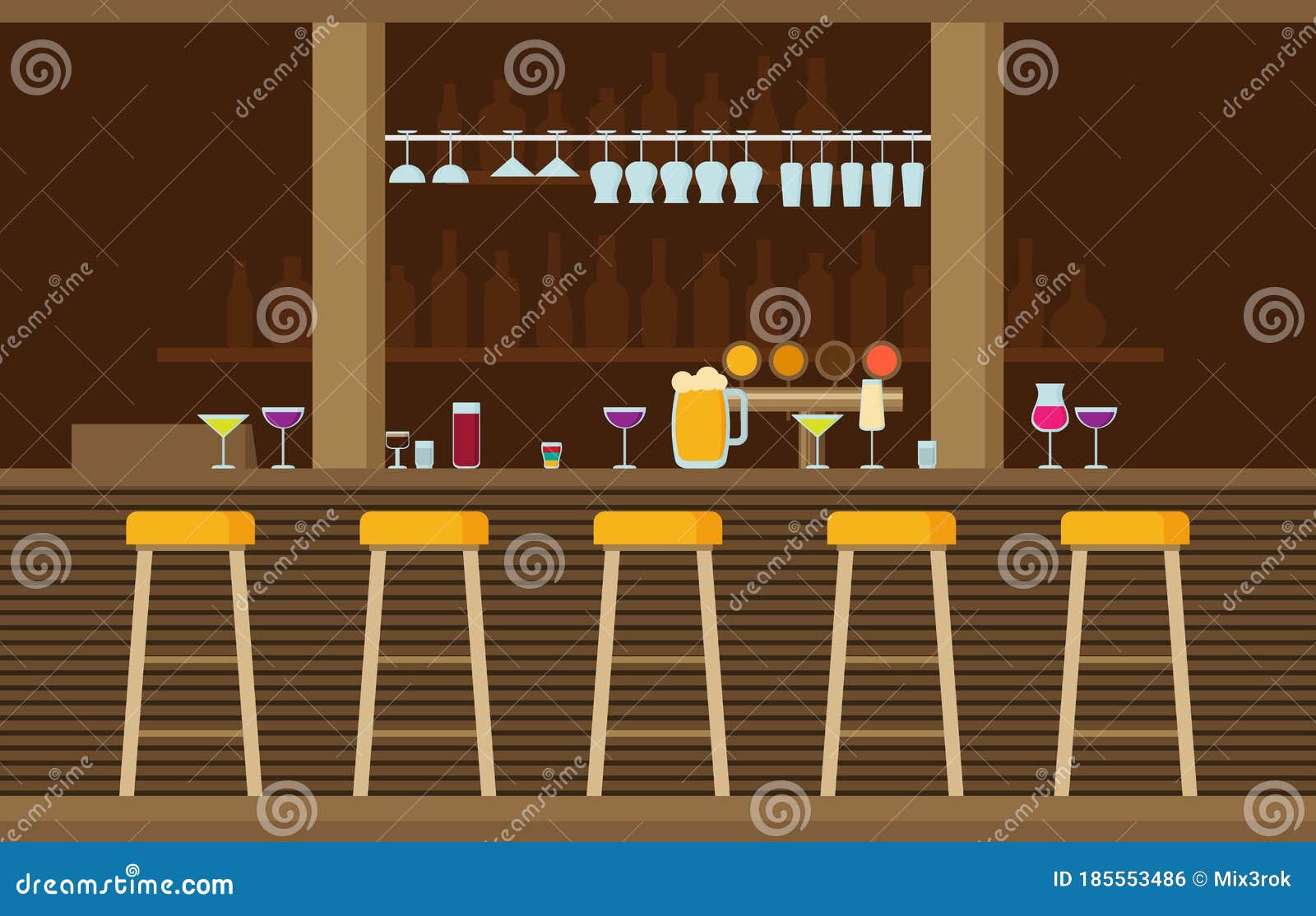 Bar De Lujo Con Bebidas Y Taburetes De Bar Foto de stock y más