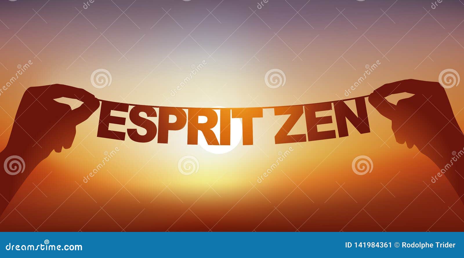 Concept of Tranquility with Hands Holding a Banner on Which are Written