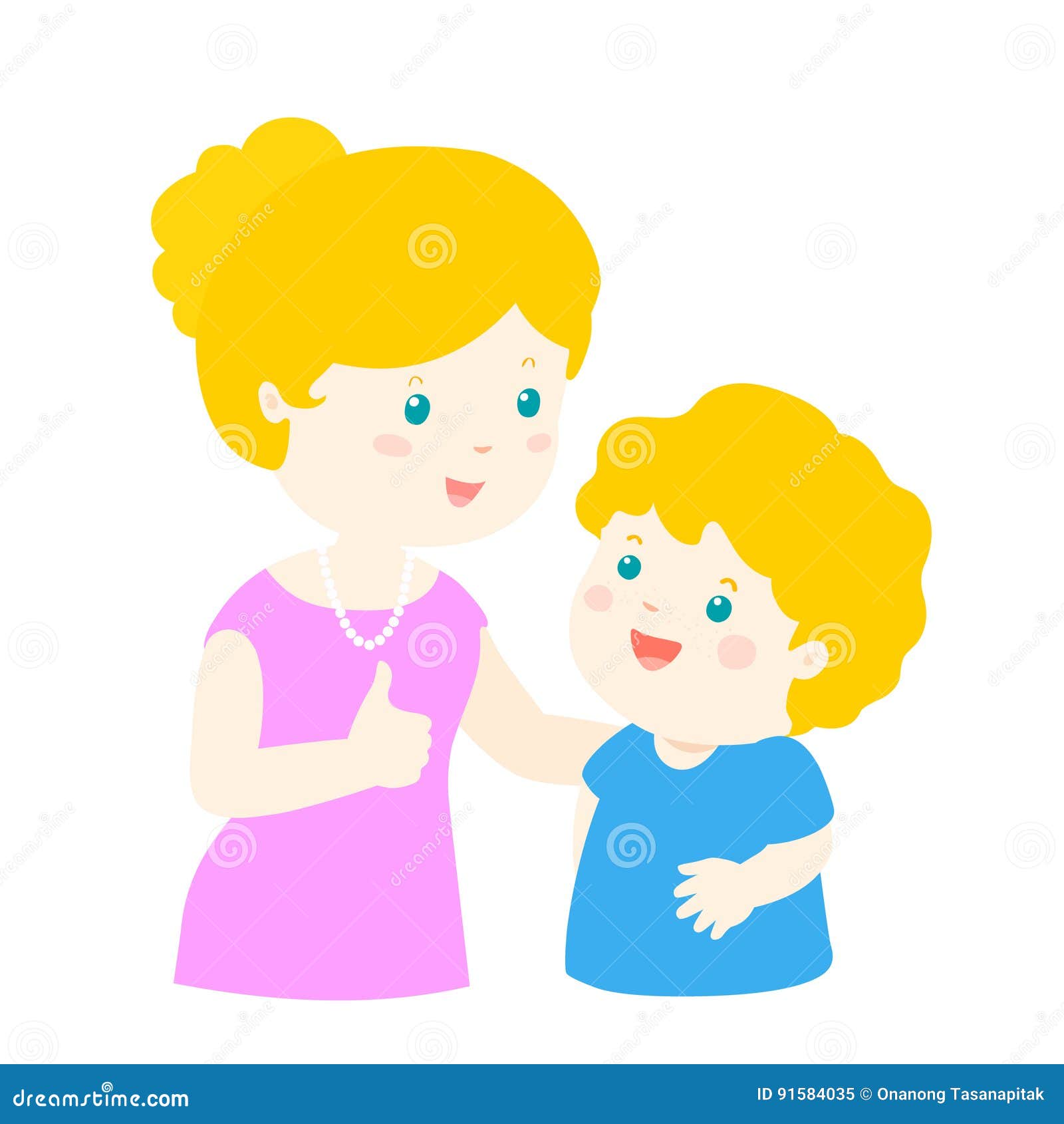 Mother Admire Son Character Cartoon Stock Vector Illustration of
