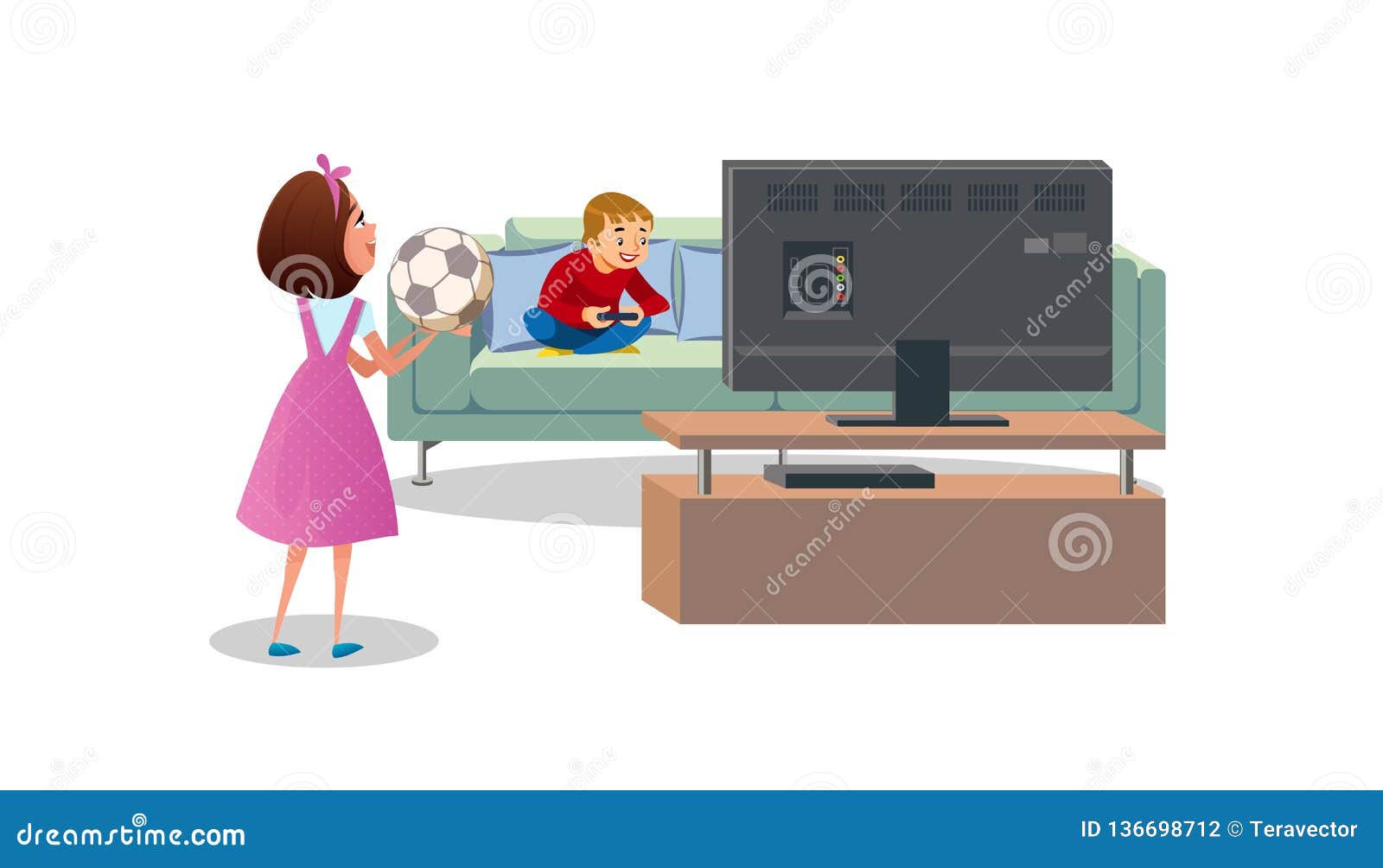 Mother Asking Son To Play Ball Cartoon Vector Stock Illustration -  Illustration of activity, console: 136698712