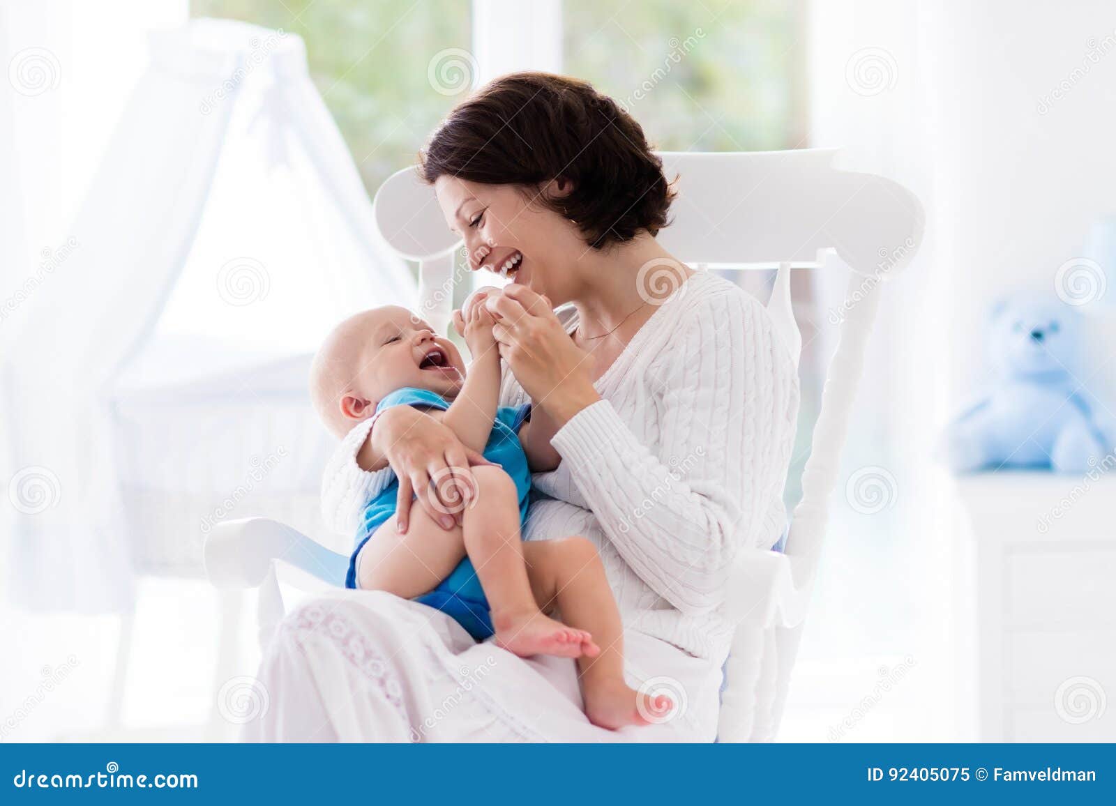 Mother And Baby In Bedroom Stock Image Image Of Newborn 92405075