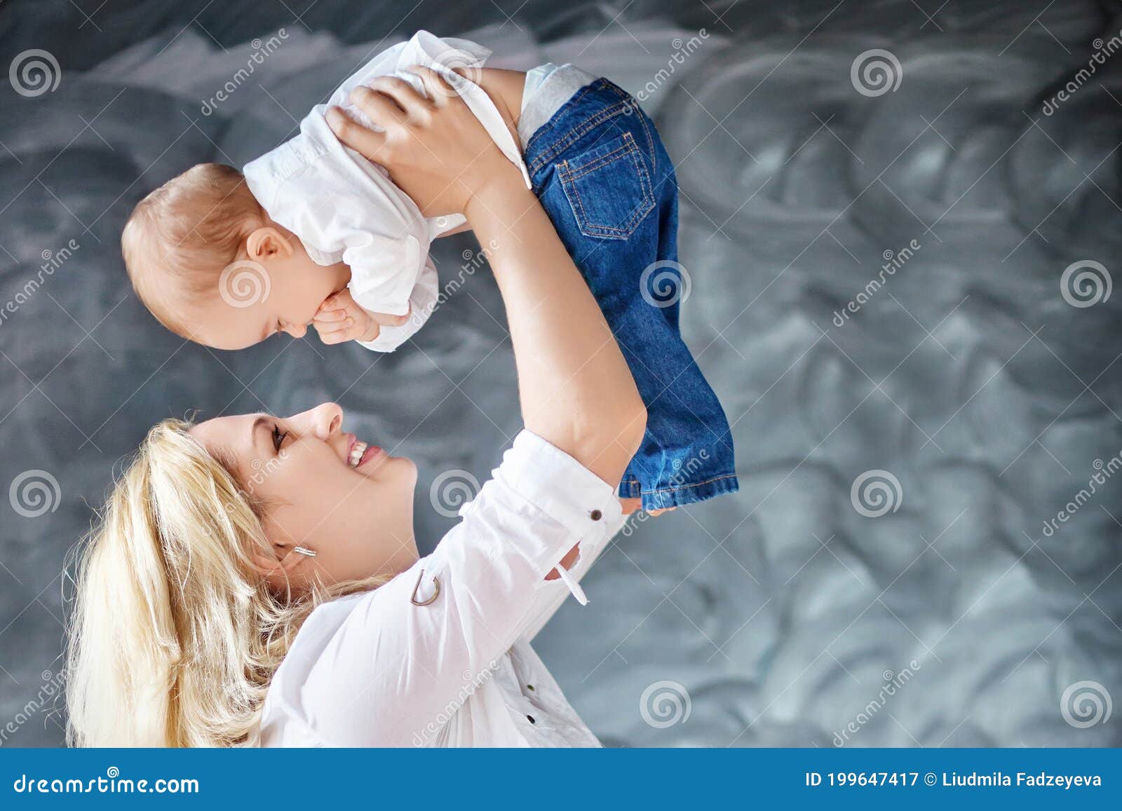 Mother and Baby Boy Playing and Smiling. Happy Family Stock Image ...