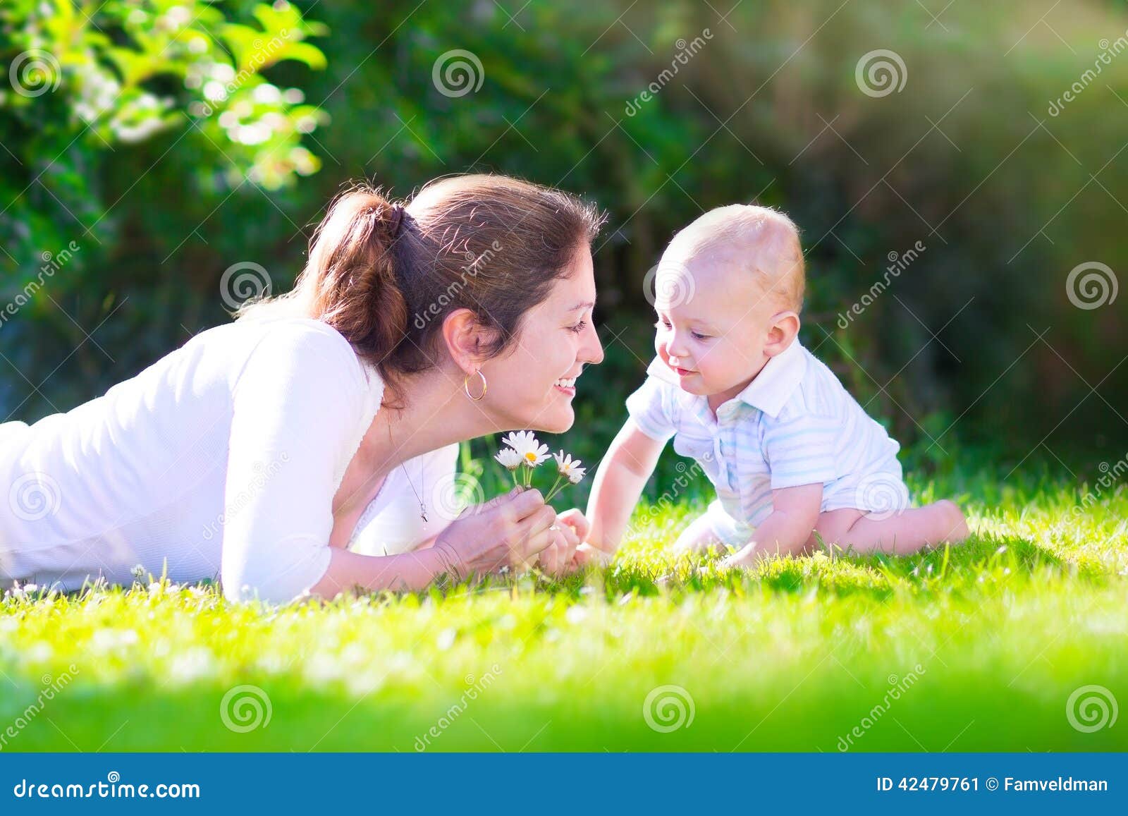 Mother and Baby in the Garden Stock Image - Image of backyard ...