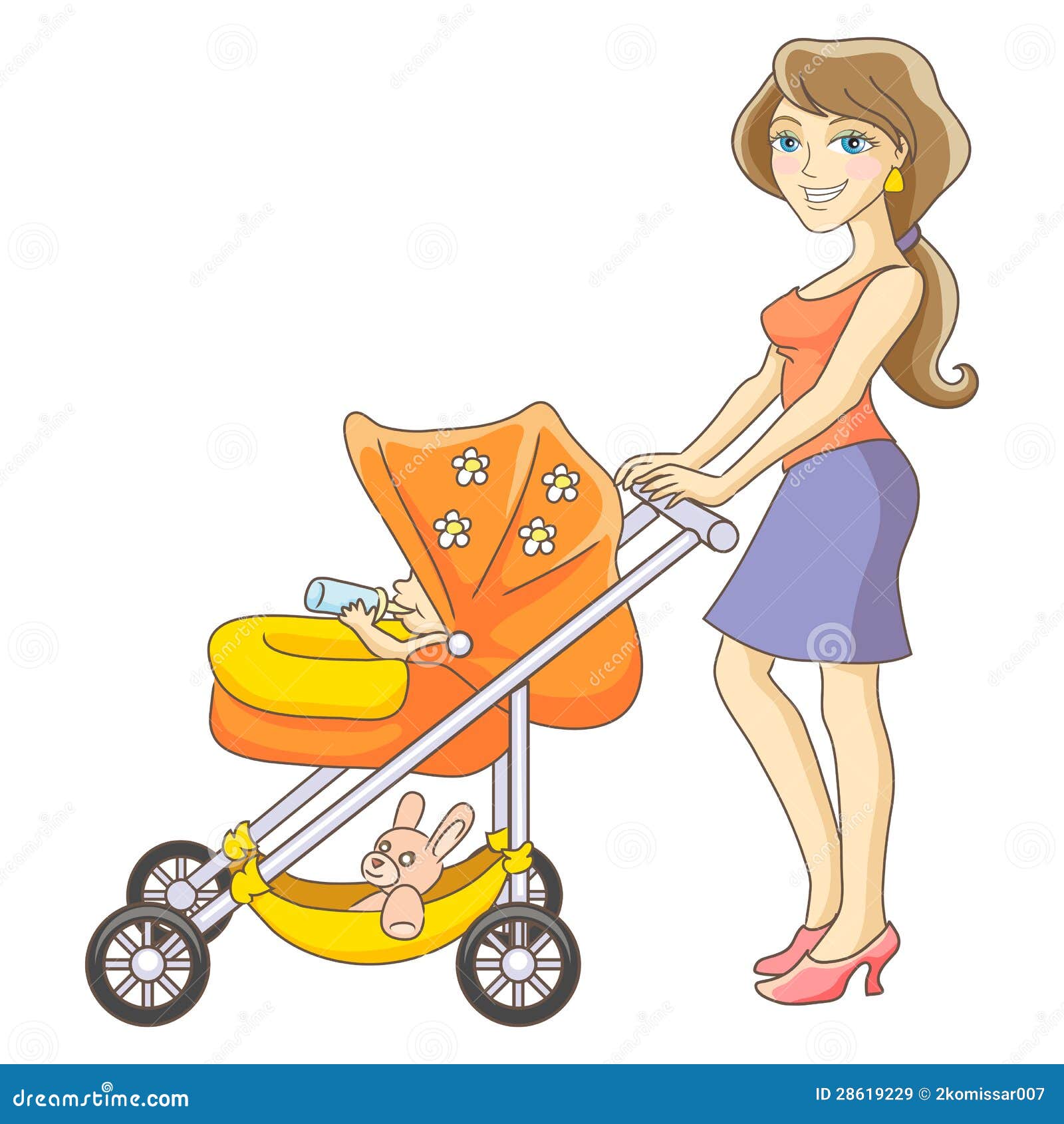Mother and baby stroller stock vector. Illustration of mother - 28619229