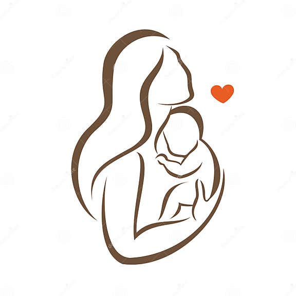 Mother and Baby Stylized Vector Silhouette Stock Vector - Illustration ...