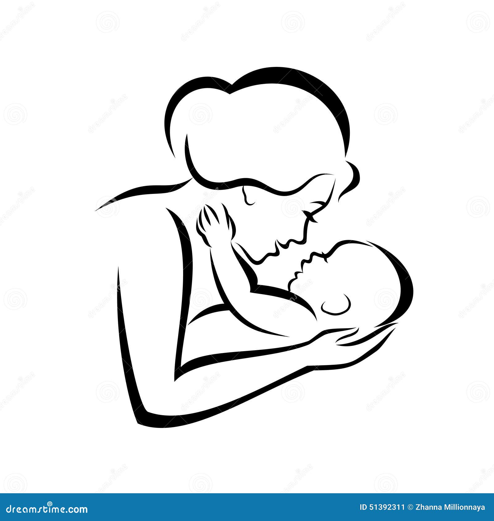 Hand of baby on mother sketch Royalty Free Vector Image