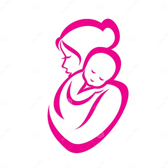 Mother and Baby Stylized Vector Symbol Stock Vector - Illustration of ...