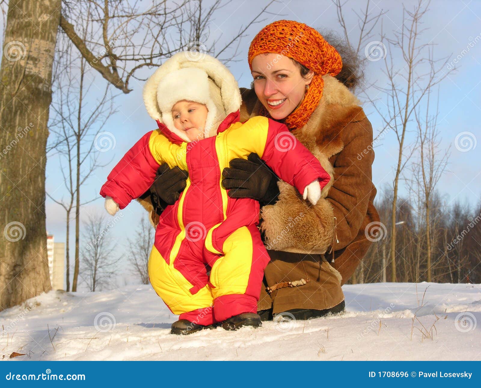 Mother with baby winter stock photo. Image of happy, cold 1708696