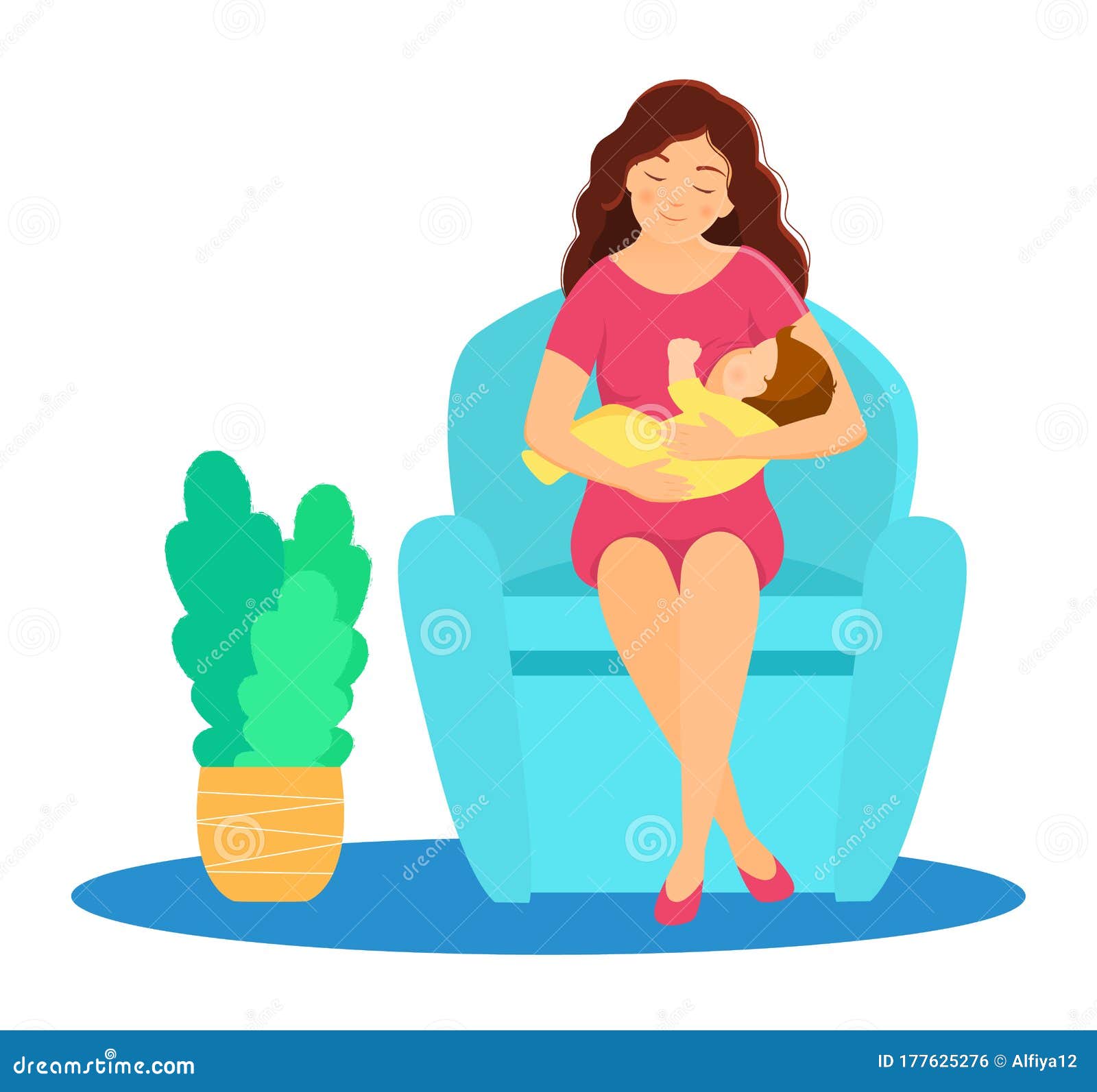 Download Mother Breastfeeding Baby. Flat Style. Vector Illustration ...