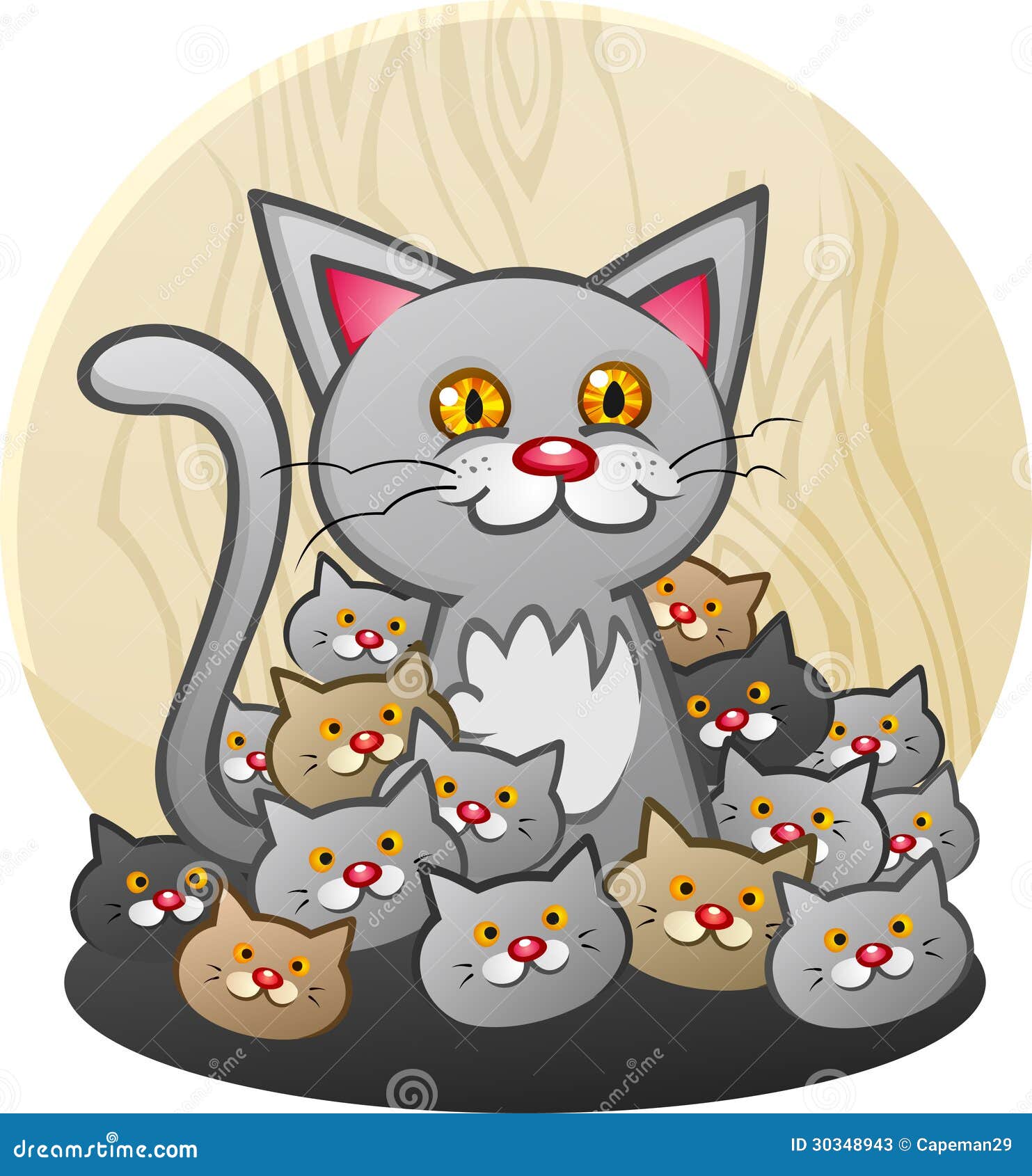 A Mother Cat Cartoon Character with a Litter of Kittens Stock Vector -  Illustration of domestic, responsibility: 30348943