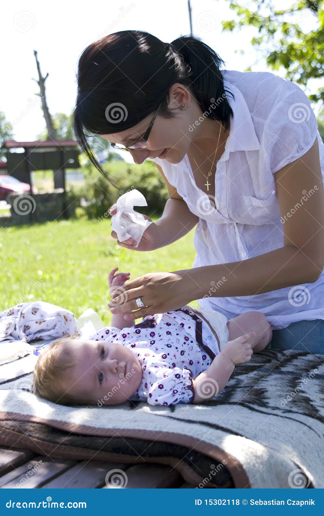 Download Mother changing nappy stock photo. Image of caring, nappy ...