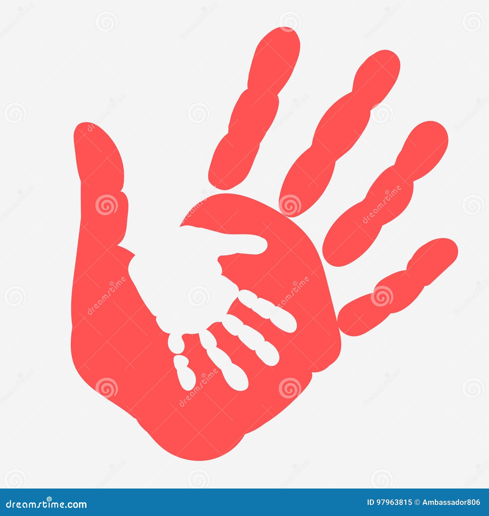 Mother And Child Handprint Palm Of Woman And Baby Stock Vector Illustration Of Parenthood Childhood 97963815
