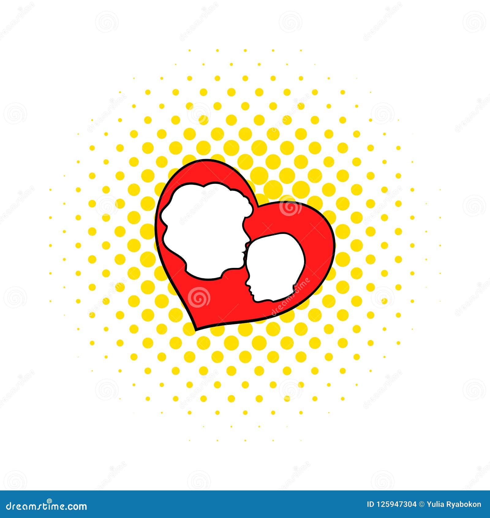 Mother and Child Inside Heart Icon, Comics Style Stock Illustration ...