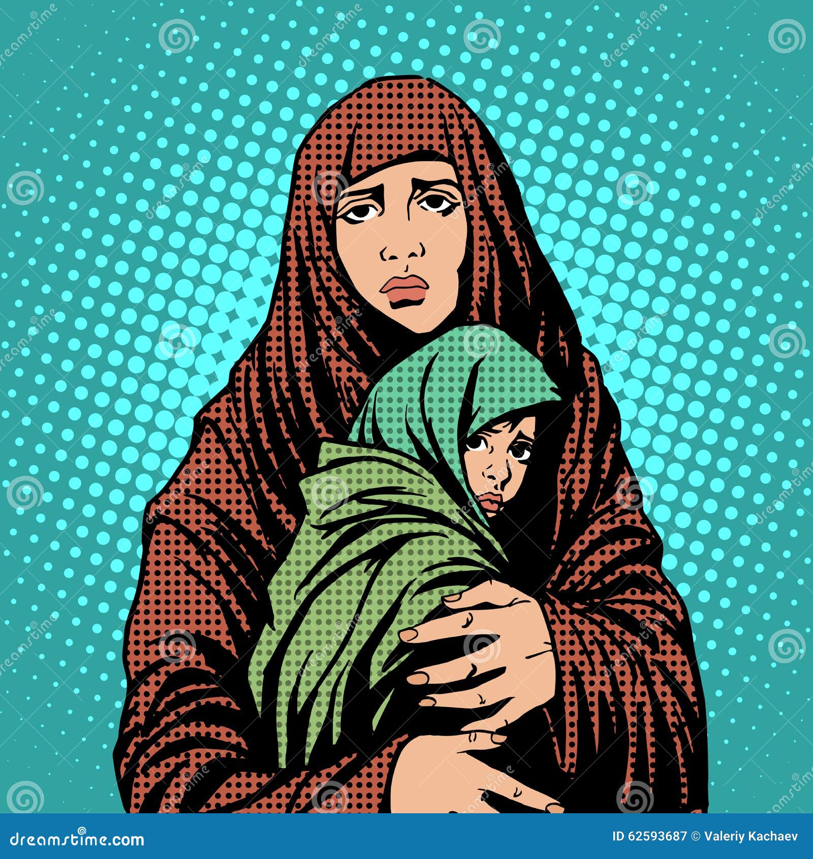 mother and child refugees foreigners immigrants