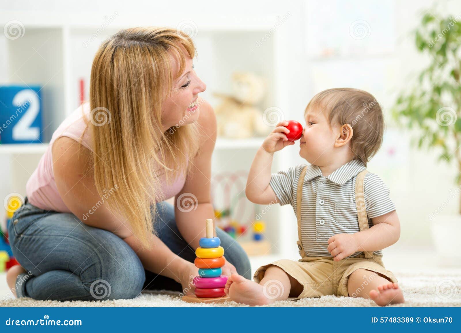 mother with child son play having fun pastime