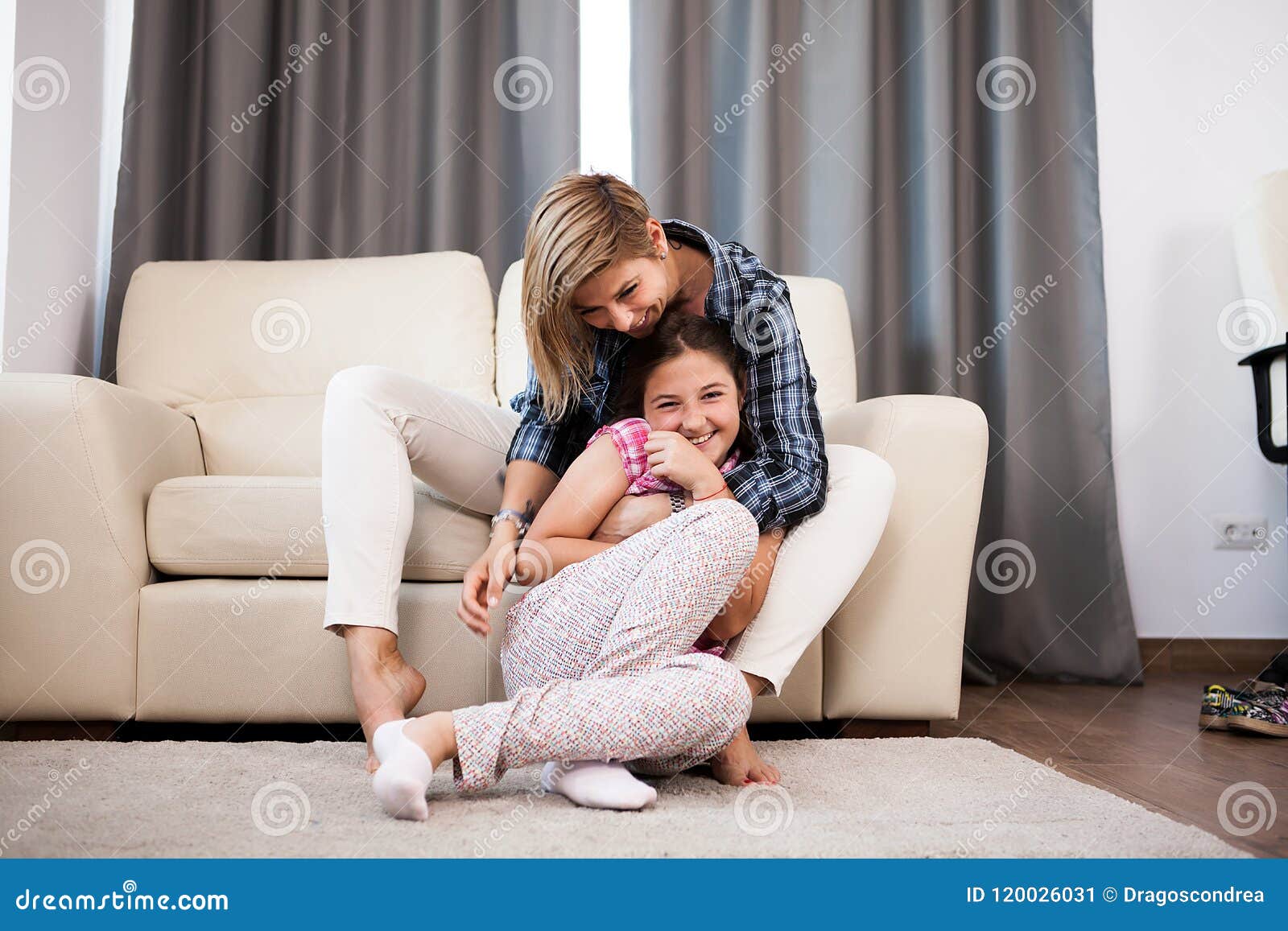 Mother Is Cuddling Her Teenage Daughter Stock Image Image Of Girl Casual 120026031 