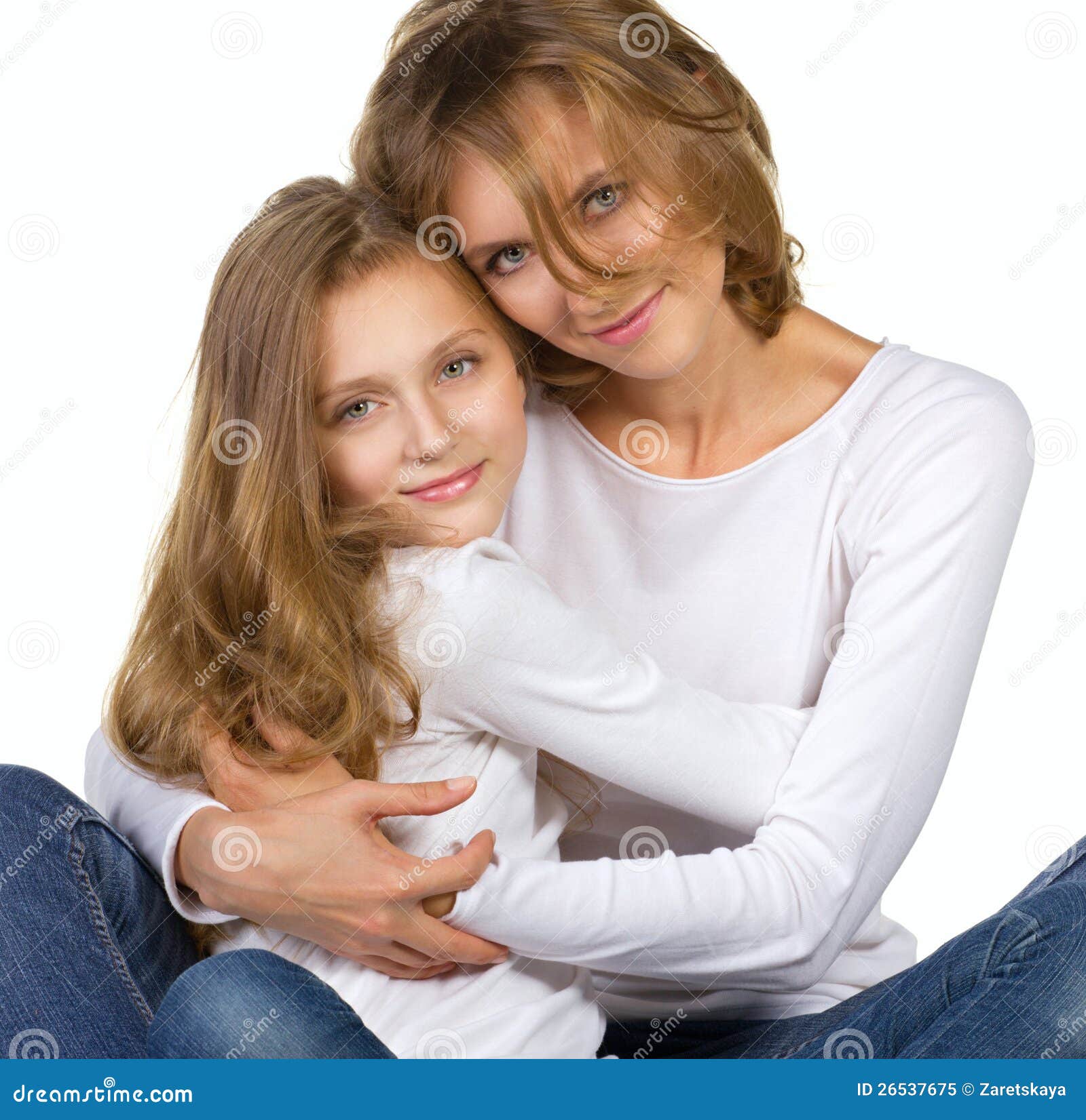 Mother and daughter stock image. Image of jeans, casual 26537675