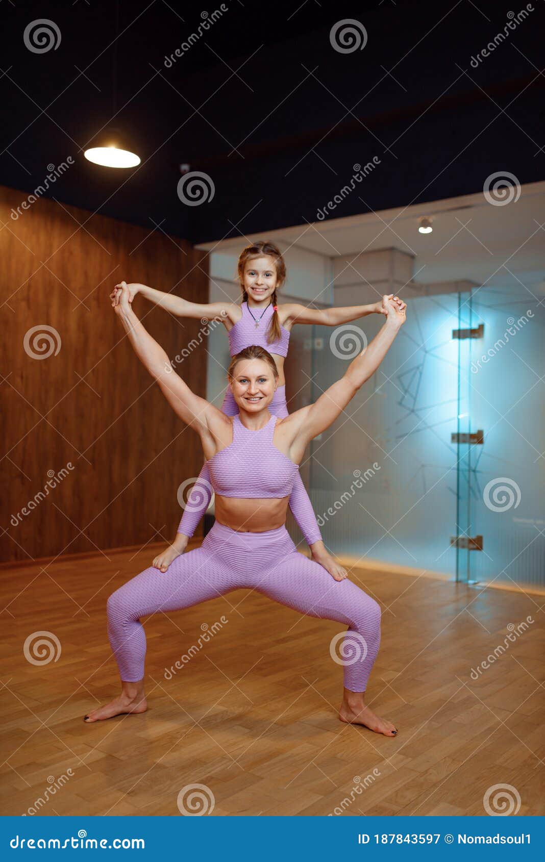 Mother and Daughter, Balance Exercise in Gym Stock Image - Image of  harmony, relaxation: 187843597