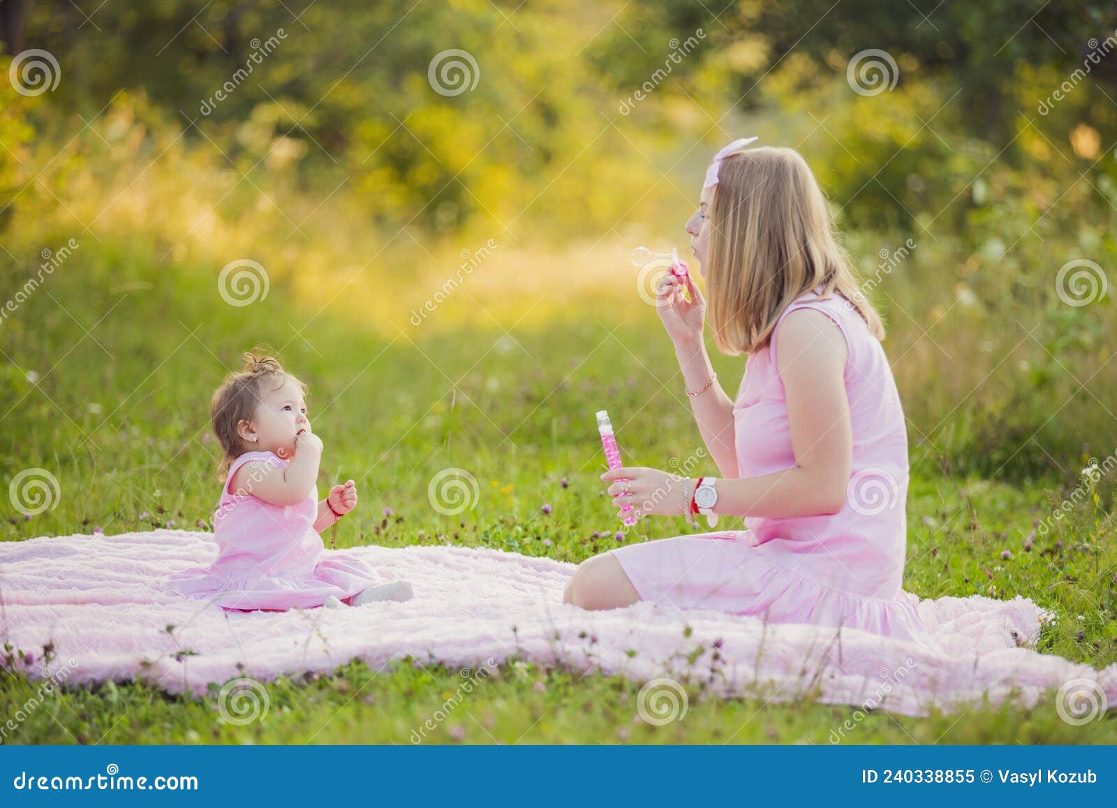 Mother And Daughter Blowing Bubbles Stock Image Image Of Blow Woman