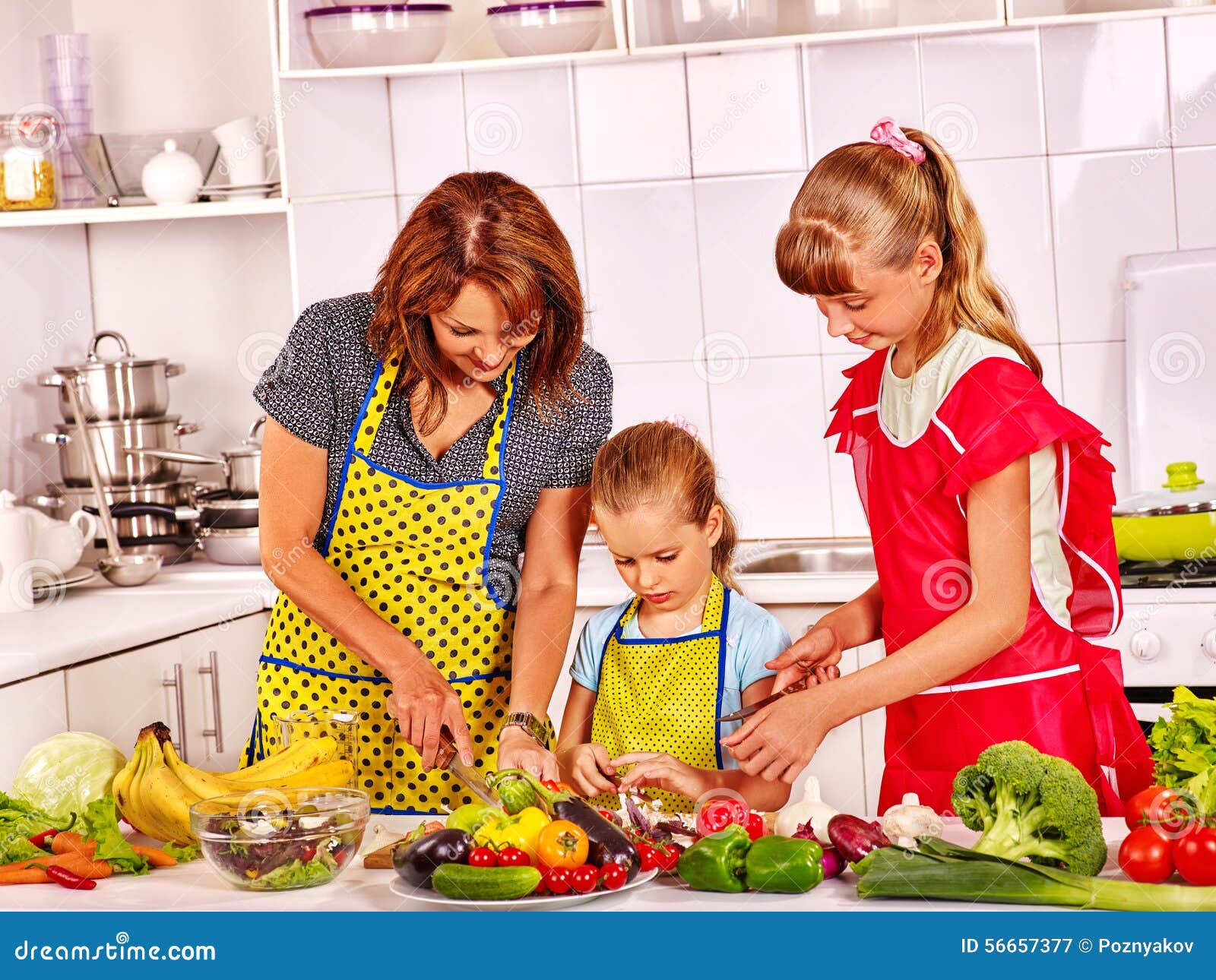 Mother And Daughter Cooking At Kitchen Stock Image Image Of Caucasian Food 56657377 