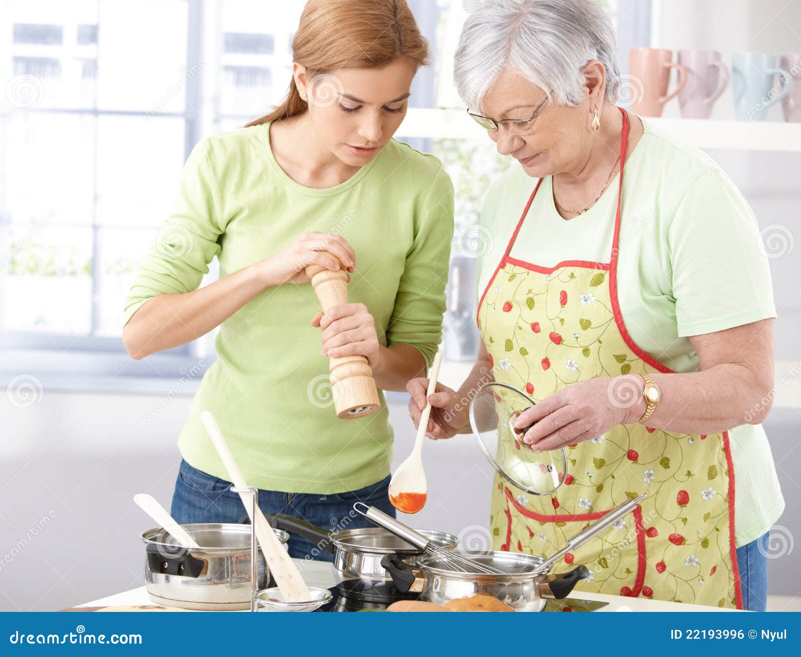 Mother and Daughter Cooking Together Stock Photo Image of elderly