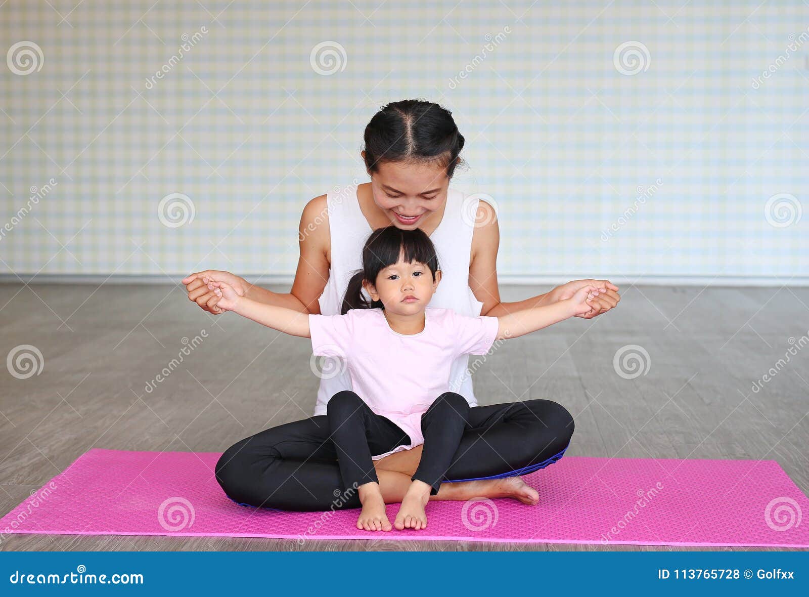 Mother and Daughter Doing Exercise at Home Stock Photo Image of