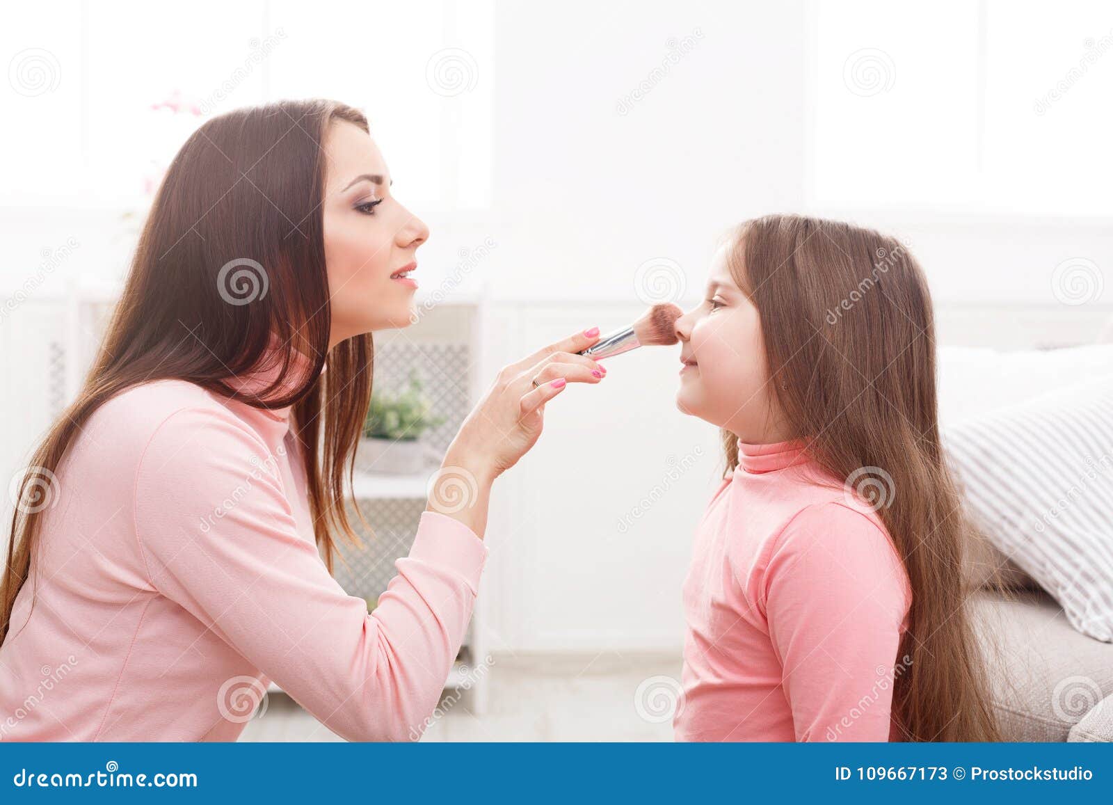 Mother And Daughter Doing Makeup Sitting On The Floor Stock Image Image Of Caring Love 109667173