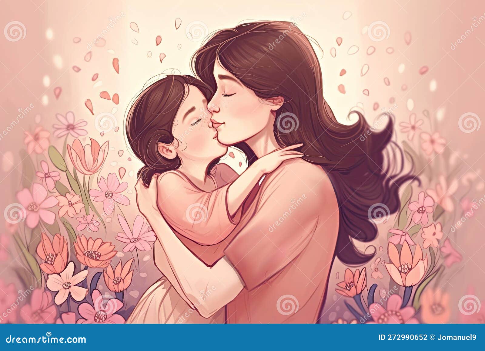mother and daughter embracing, celebrating mother's day, generative ai
