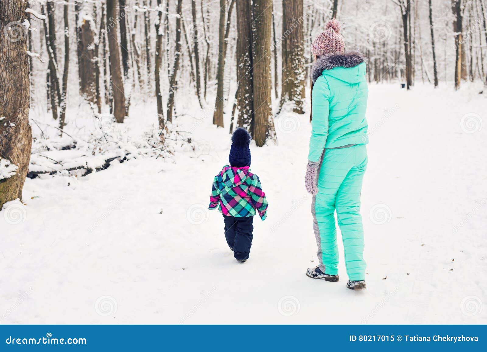 Mother and Daughter Having Fun in the Winter Park Stock Image Image