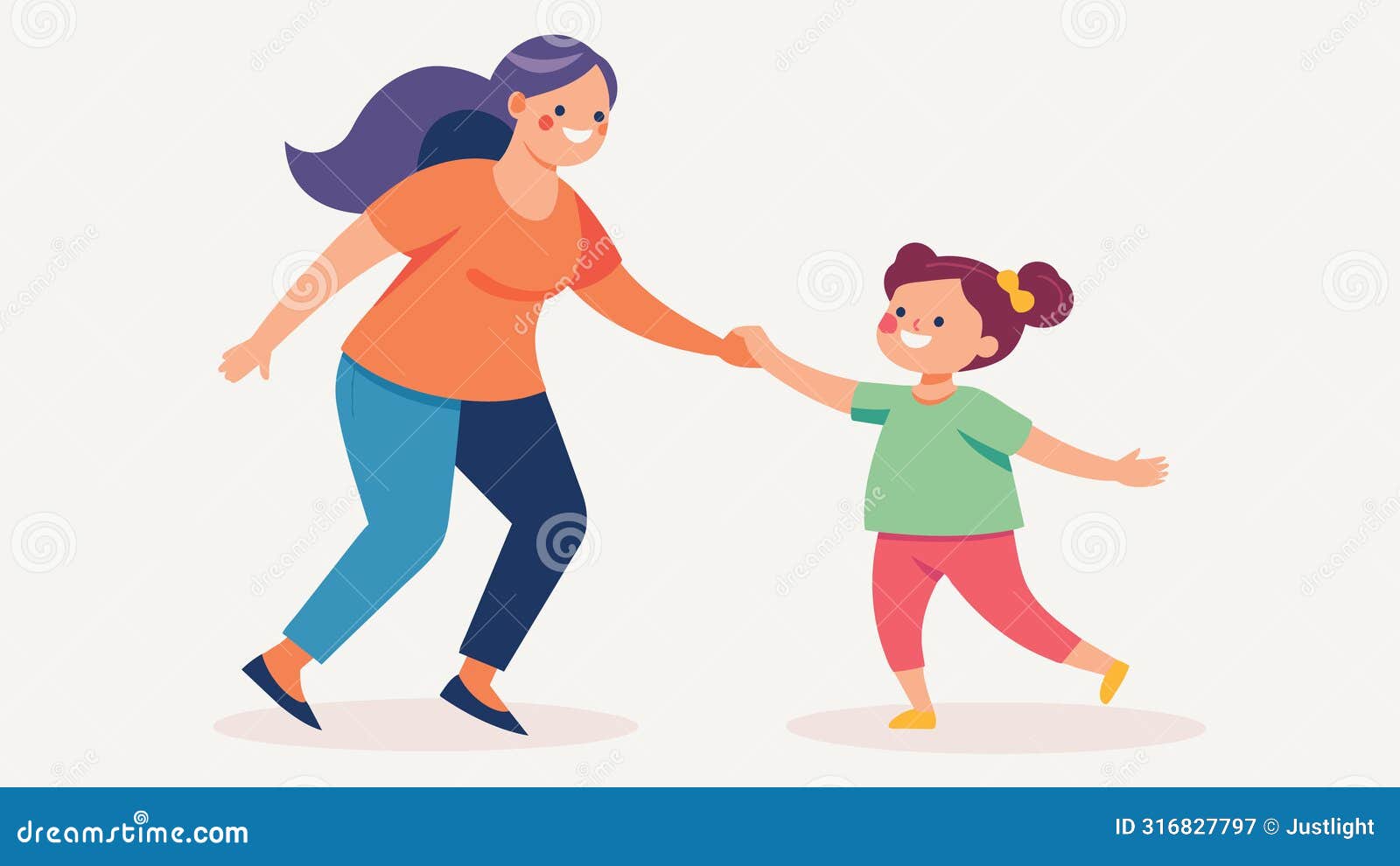 a mother and daughter hold hands and laugh while attempting a line dance expressing the importance of instilling body