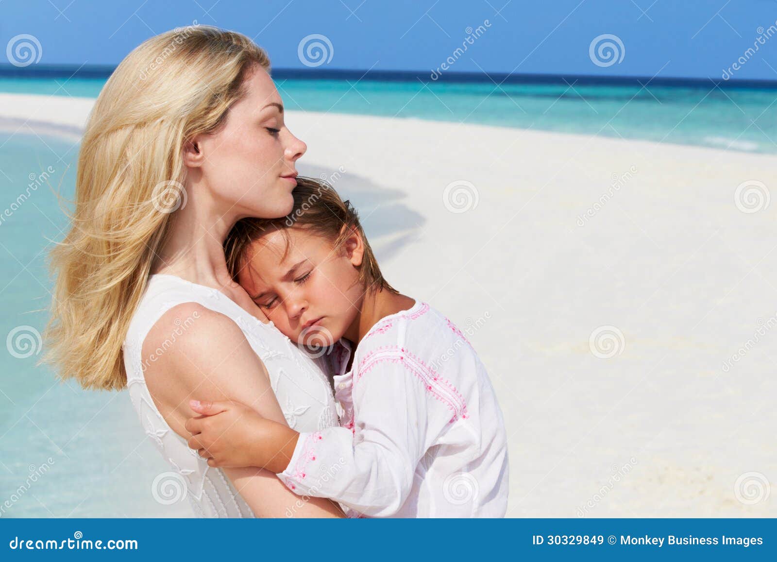 Mother And Daughter Hugging On Beautiful Beach Stock Image Image Of Caucasian Holiday 30329849 