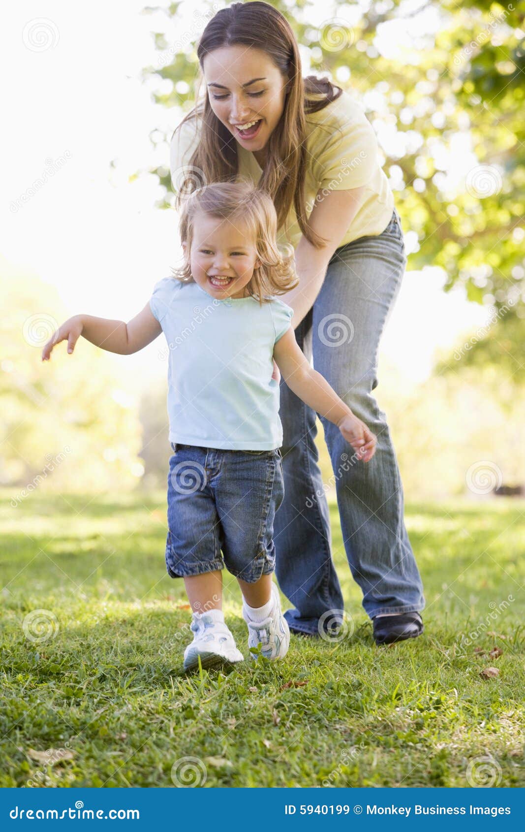 Mother and Daughter Playing Outdoors Stock Image Image of mother
